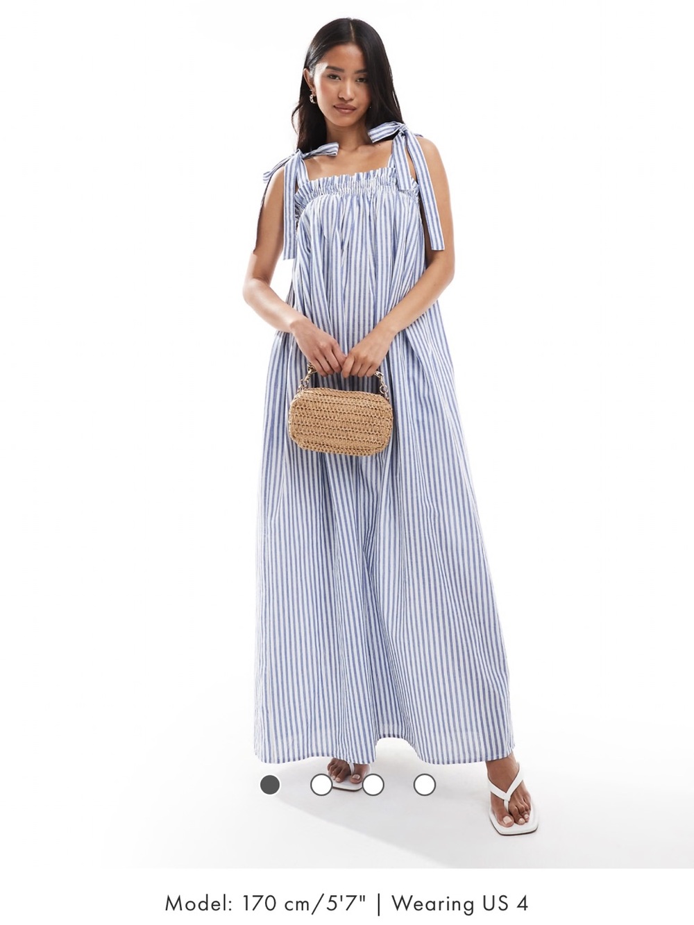 NEW Miss Selfridge strappy poplin maxi smock dress in blue stripe